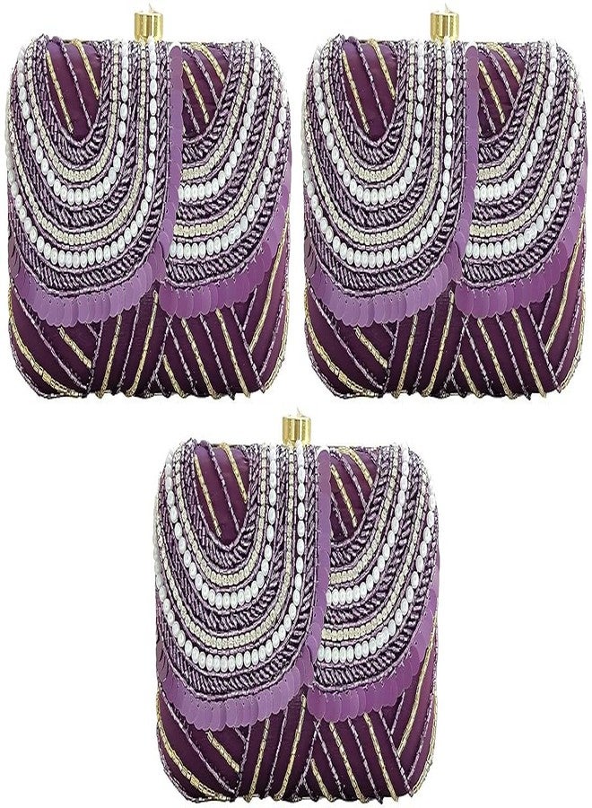 DUCHESS Women Hand Embroidered Sequins Wine Box Clutch for Wedding Party (Pack of 3)
