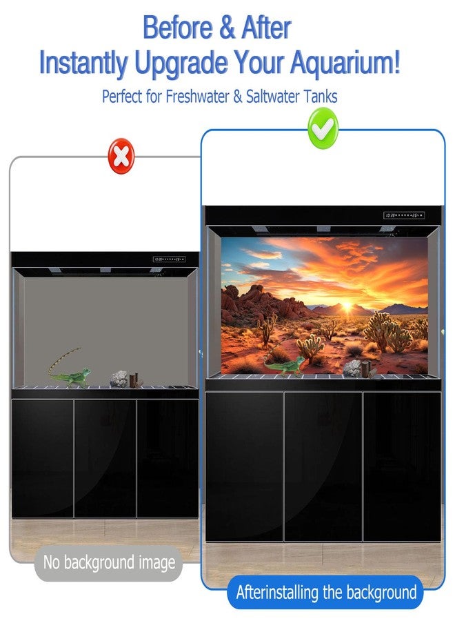 CICK SEED Aquarium Background & Terrarium Background - Ultra HD Static Cling, Tape-Free, Desert Sunset Design for Reptile Tank Decorations, Perfect for Bearded Dragon and Leopard Gecko Tanks 17.7 X 47.2 Inches - Image 2