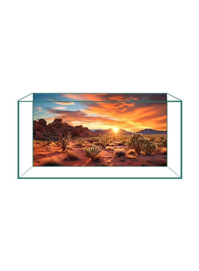 CICK SEED Aquarium Background & Terrarium Background - Ultra HD Static Cling, Tape-Free, Desert Sunset Design for Reptile Tank Decorations, Perfect for Bearded Dragon and Leopard Gecko Tanks 17.7 X 47.2 Inches - Image 1