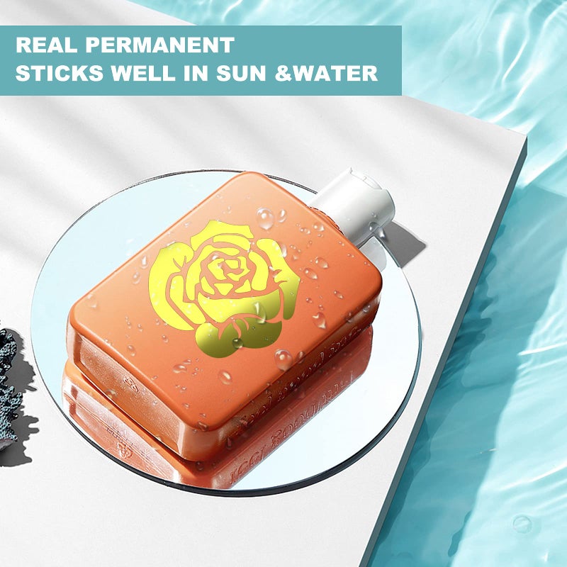 HTVRONT فيلم كروم ذهبي HTVRONT - 12" × 10 قدم من الفينيل المعدني المرآتي الذهبي لآلة كريكوت - سهل القص والنقل لفيلم الفينيل الذهبي الدائم - Image 4