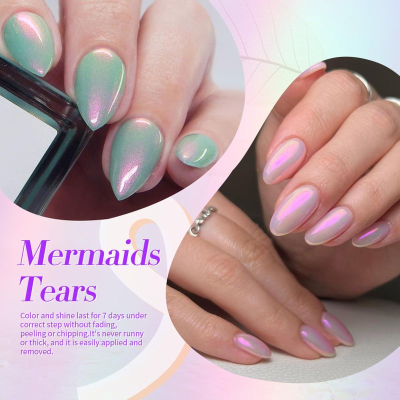 Born Pretty Pearl Nail Polish Set, 6 Colors Ombre Pearl Shimmer White Pink Purple Mermaid Nail Polish Quick Dry Spring Summer Finger Shell Glitter Nail Lacquer Set - Image 4