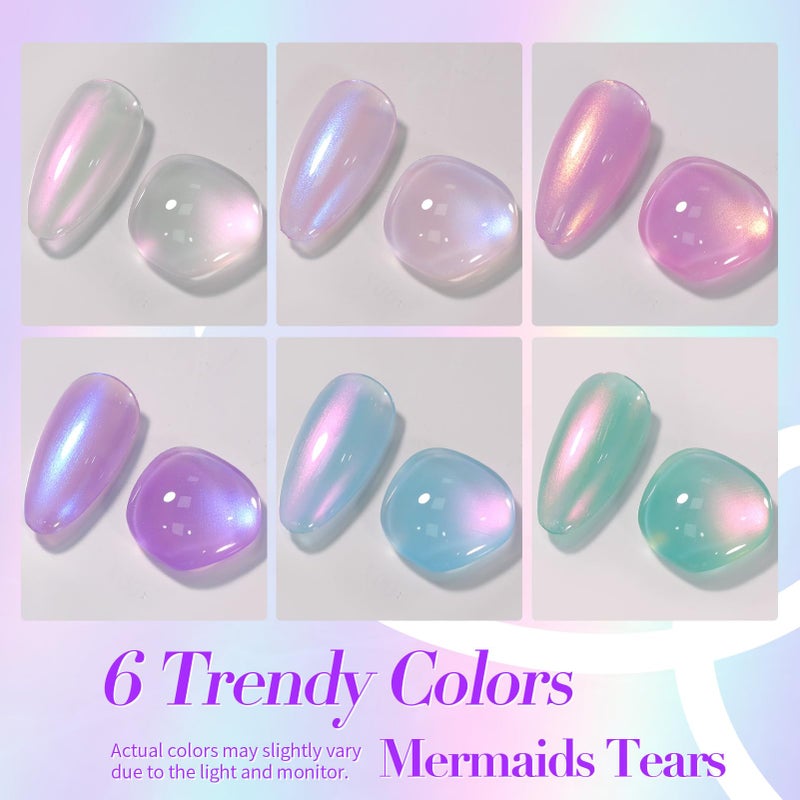Born Pretty Pearl Nail Polish Set, 6 Colors Ombre Pearl Shimmer White Pink Purple Mermaid Nail Polish Quick Dry Spring Summer Finger Shell Glitter Nail Lacquer Set - Image 2