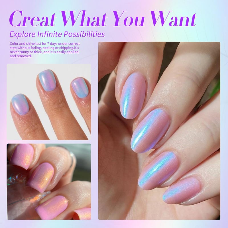 Born Pretty Pearl Nail Polish Set, 6 Colors Ombre Pearl Shimmer White Pink Purple Mermaid Nail Polish Quick Dry Spring Summer Finger Shell Glitter Nail Lacquer Set - Image 5