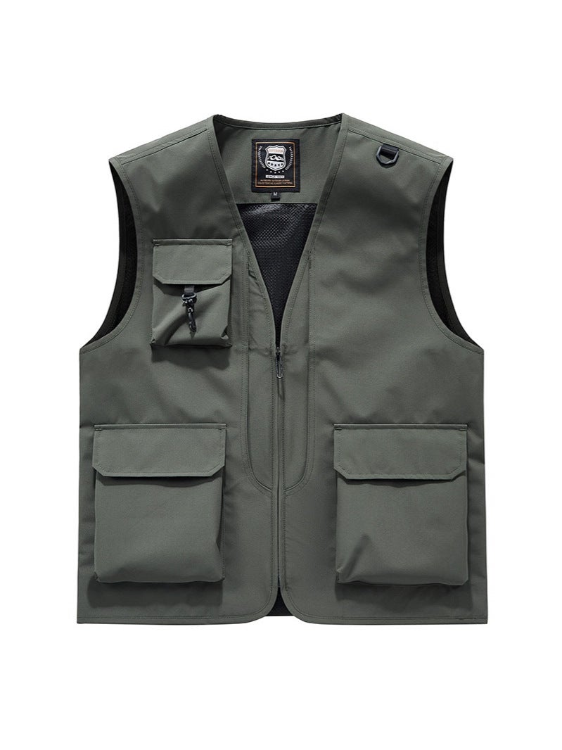 Men'S Vest For Outdoor Casual Fishing And Pography, V-Neck Workwear Vest With Multiple Pockets, Thin Style Gilet - Image 4