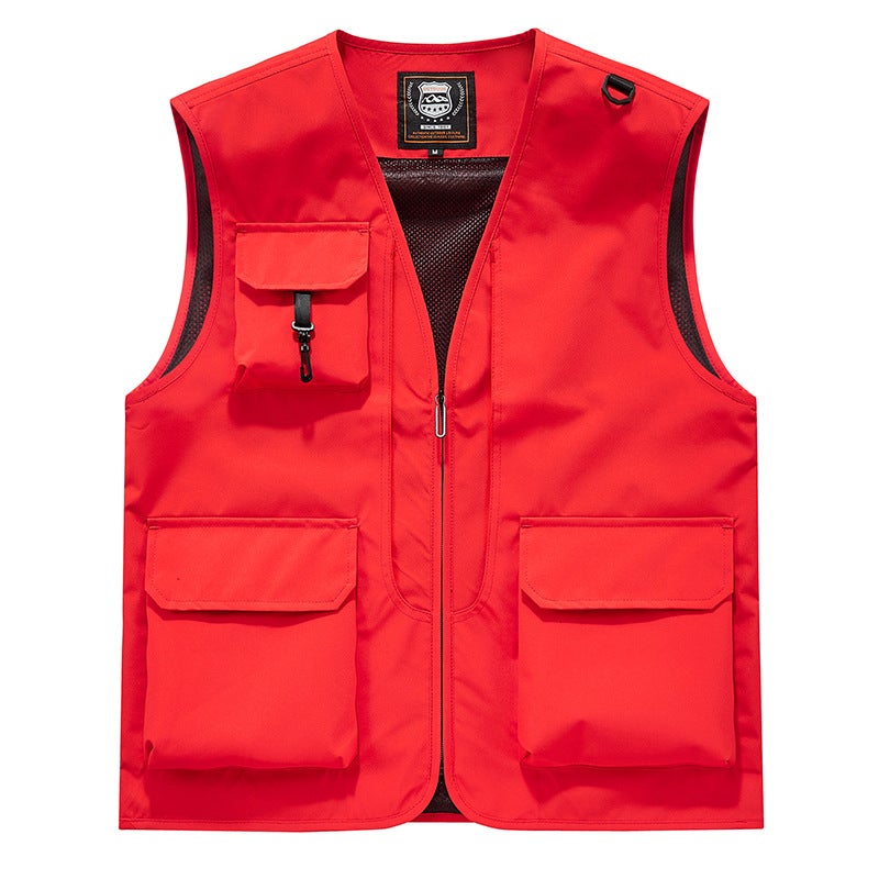 Men'S Vest For Outdoor Casual Fishing And Pography, V-Neck Workwear Vest With Multiple Pockets, Thin Style Gilet - Image 1