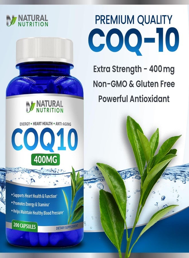 Natural Vitamin CoQ10 400mg 200 Capsules Maximum Strength High Absorption Gluten Free Non-GMO - Image 4
