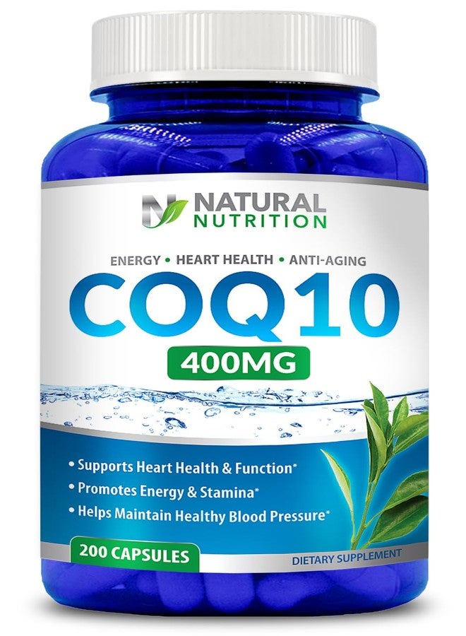 Natural Vitamin CoQ10 400mg 200 Capsules Maximum Strength High Absorption Gluten Free Non-GMO - Image 1