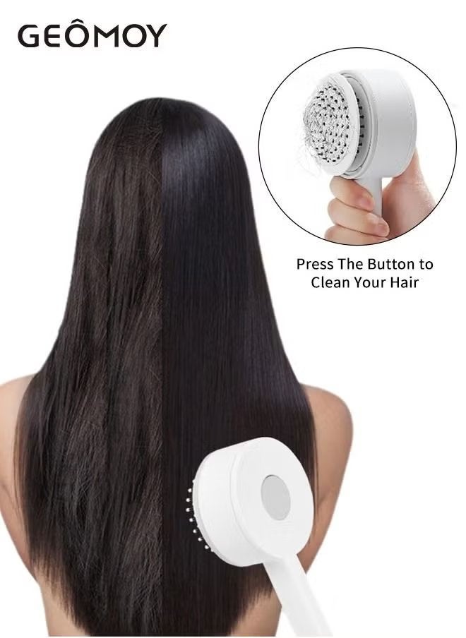 جيموي فرشاة الشعر ذاتية التنظيف بضغطة زر 3D وسادة هوائية مشط العناية بالشعر مكافحة ساكنة فروة الرأس تدليك شعر ناعم محمول بمقبض طويل مشط وسادة هوائية - Image 3