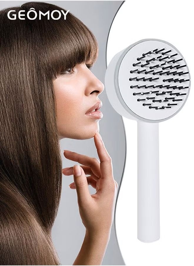 جيموي فرشاة الشعر ذاتية التنظيف بضغطة زر 3D وسادة هوائية مشط العناية بالشعر مكافحة ساكنة فروة الرأس تدليك شعر ناعم محمول بمقبض طويل مشط وسادة هوائية - Image 1