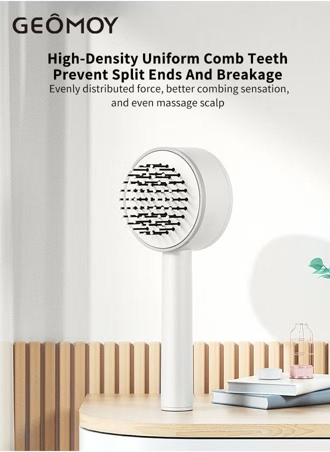 جيموي فرشاة الشعر ذاتية التنظيف بضغطة زر 3D وسادة هوائية مشط العناية بالشعر مكافحة ساكنة فروة الرأس تدليك شعر ناعم محمول بمقبض طويل مشط وسادة هوائية - Image 2