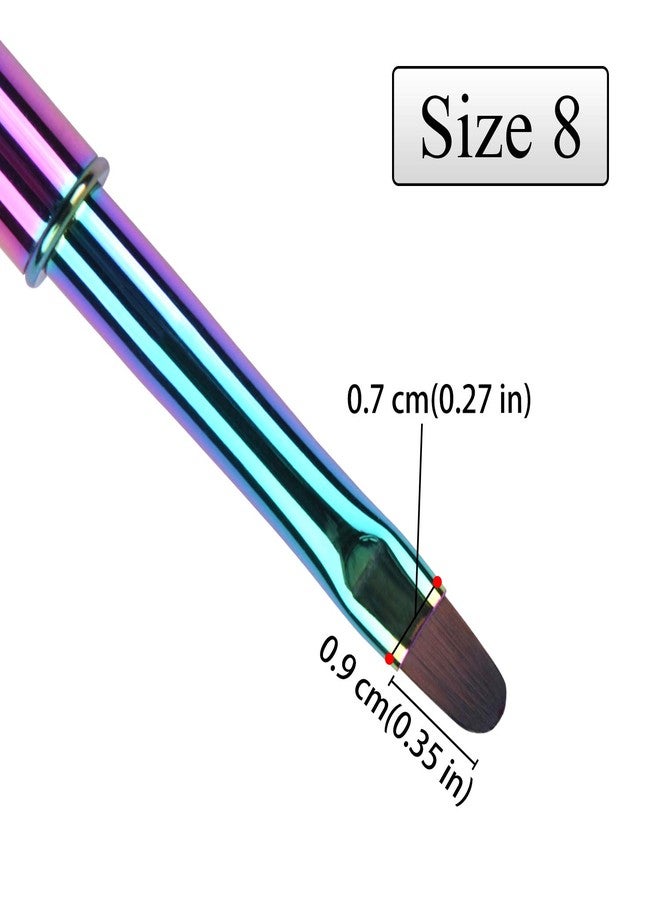 Ycyan 1Pcs Oval UV Gel Nail Brush Rhinestone Handle Professional Nail Art Tools Size 8 Multi-colored - Image 5