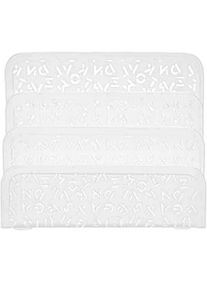 White Iron Desktop Letter Organizer Mail Holder With European Pattern For Office Storage - Image 1