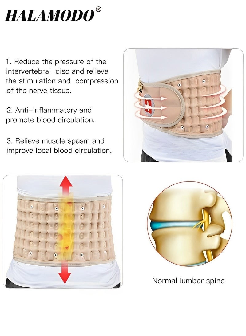 HALAMODO Decompression Back Belt for Adult Lumbar Spine Support Belt with Short pump for Lower Back Pain Relief Lumbar Air Traction Device Fits Waist Size 29-49 Inches - Image 5