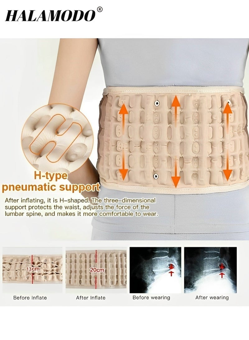 HALAMODO Decompression Back Belt for Adult Lumbar Spine Support Belt with Short pump for Lower Back Pain Relief Lumbar Air Traction Device Fits Waist Size 29-49 Inches - Image 4