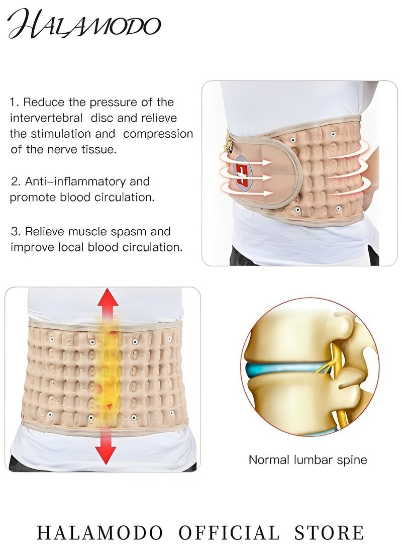 HALAMODO - Decompression Back Belt for Adult Lumbar Spine Support Belt with Short pump for Lower Back Pain Relief Lumbar Air Traction Device Fits Waist Size 29-49 Inches - Image 1