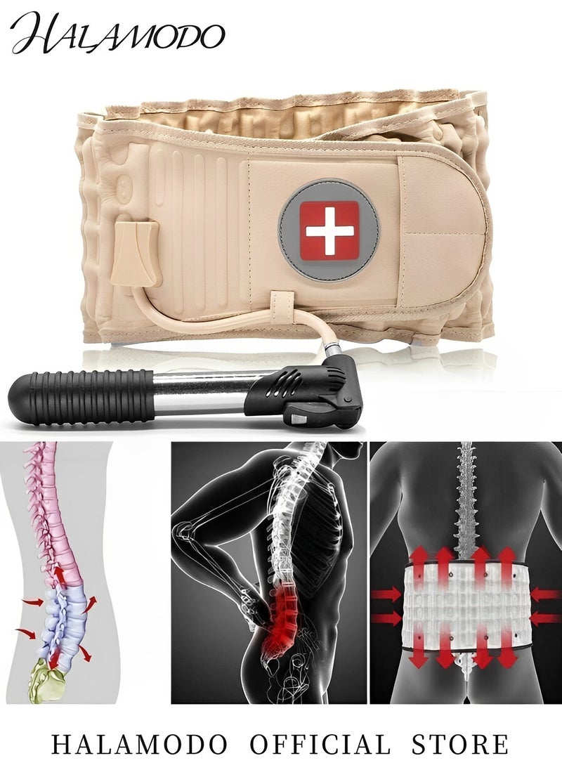 HALAMODO - Decompression Back Belt for Adult Lumbar Spine Support Belt with Short pump for Lower Back Pain Relief Lumbar Air Traction Device Fits Waist Size 29-49 Inches - Image 1