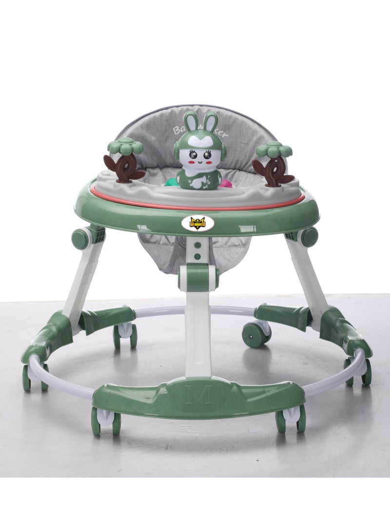 Gold Mantis Baby Walker with Activity Tray, Adjustable Height Infant Learning Walker with 360° Wheels, Foldable Toddler Walking Trainer with Safety Seat for Boys & Girls (Green) - Image 3