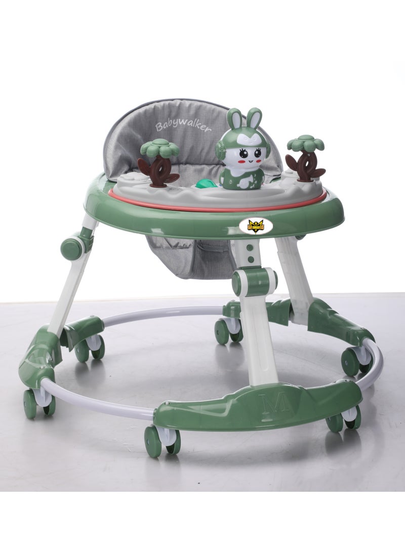 Gold Mantis Baby Walker with Activity Tray, Adjustable Height Infant Learning Walker with 360° Wheels, Foldable Toddler Walking Trainer with Safety Seat for Boys & Girls (Green) - Image 2