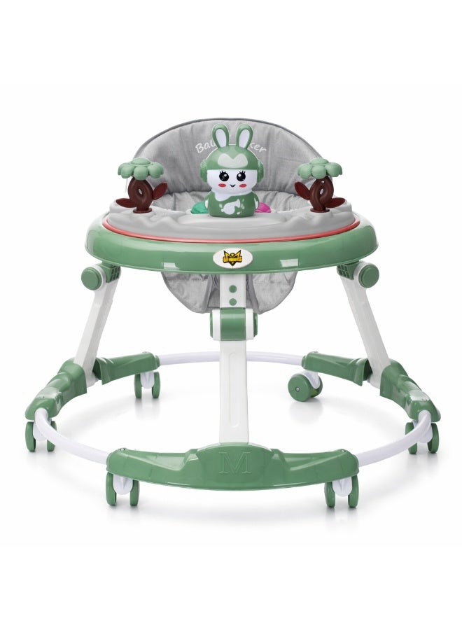 Gold Mantis Baby Walker with Activity Tray, Adjustable Height Infant Learning Walker with 360° Wheels, Foldable Toddler Walking Trainer with Safety Seat for Boys & Girls (Green) - Image 1