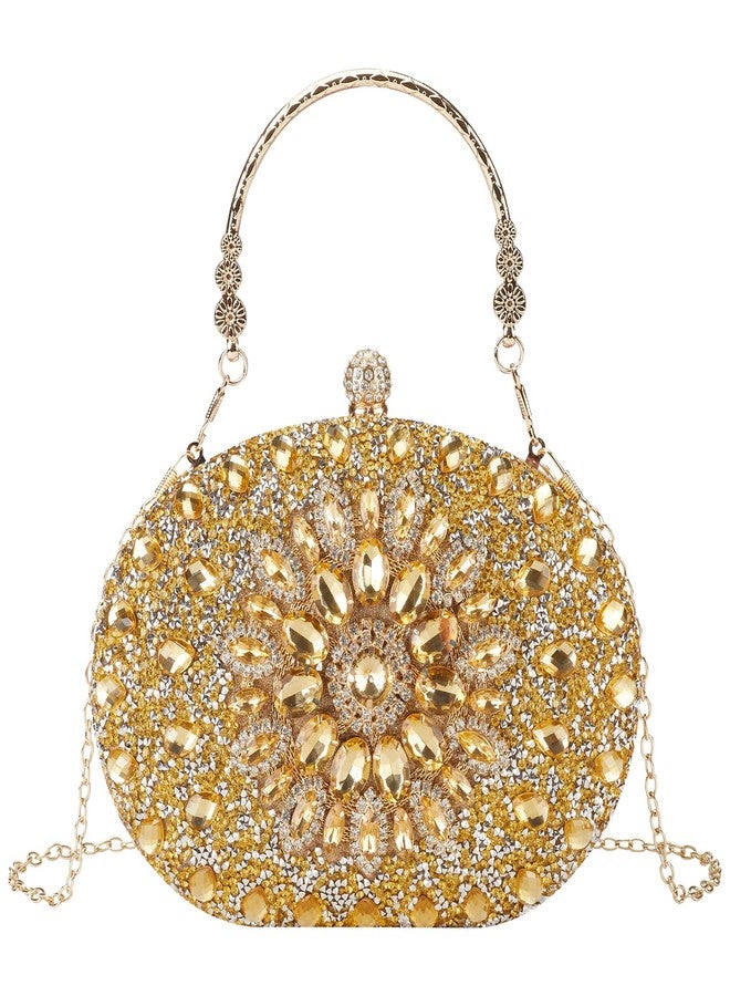 Suhatjia Gold Handbag Clutch Purse, Evening Women's Bag with Rhinestone, for Weddings, Party, Perfect Size, Fits iPhone 13 pro max - Image 1