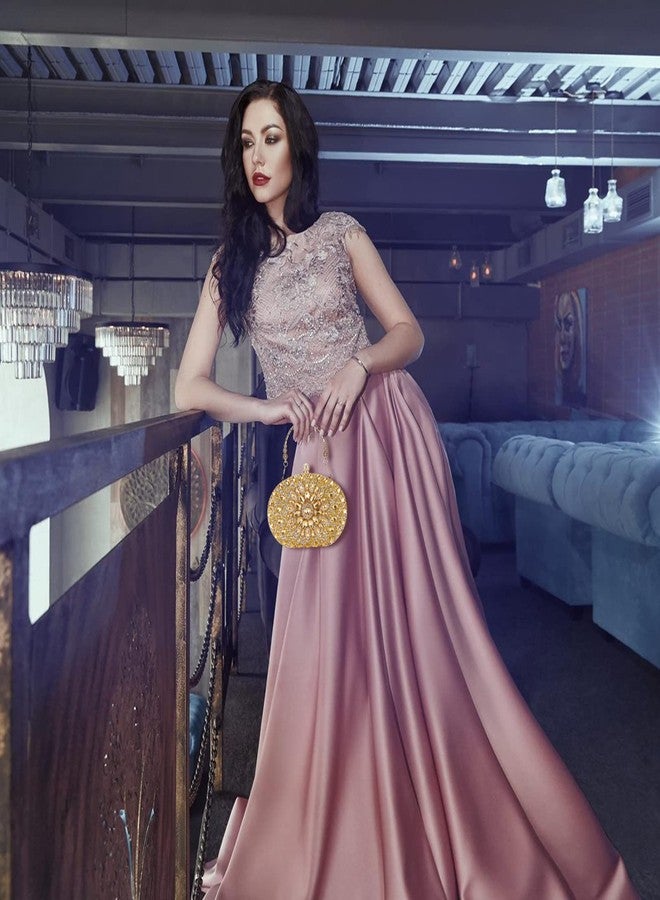 Suhatjia Gold Handbag Clutch Purse, Evening Women's Bag with Rhinestone, for Weddings, Party, Perfect Size, Fits iPhone 13 pro max - Image 5