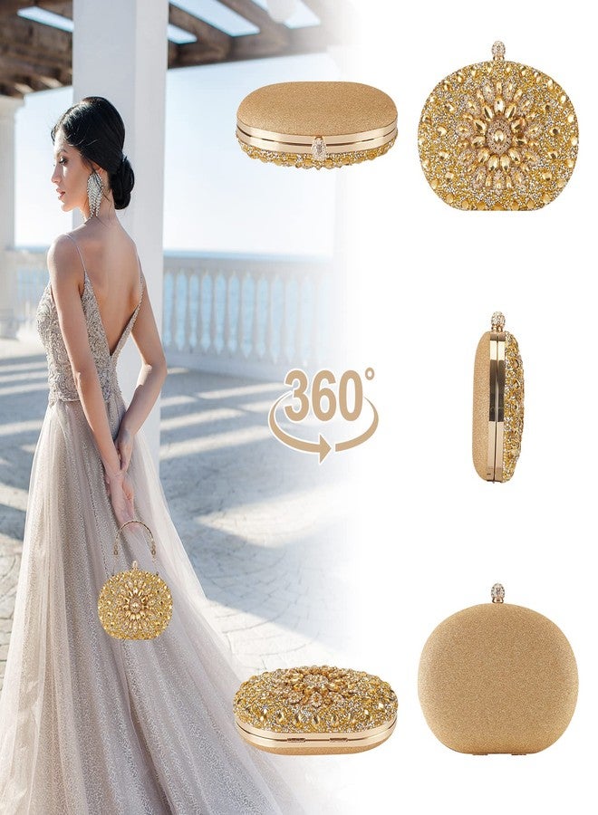 Suhatjia Gold Handbag Clutch Purse, Evening Women's Bag with Rhinestone, for Weddings, Party, Perfect Size, Fits iPhone 13 pro max - Image 3