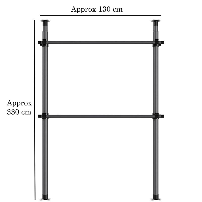 SIBY SIBY 2 Layer Telescopic Wardrobe Clothes Rack Adjustable Clothes Drying Rack for Dressing Room Bedroom Portable Garment Poles Wardrobe Organizer Movable Cloths Hanging Rail Black  - Image 2