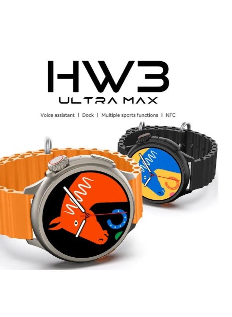 HW3 Ultra MAXs 1.52 Screen Smartwatch 90+ Sport Mode For Men and Women Sport Fitness Original Watches For IOS Androids Phone Call Smartwatch (Black) - Image 2
