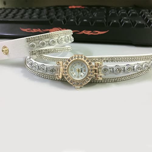 CdyBox Fashion Women Lady Analog Quartz Rhinestone Watch Bracelet Winding Wrap Wristwatches (4 Pack) - Image 5