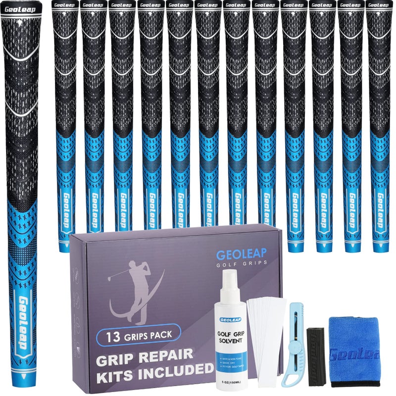 Geoleap Golf Grips Set of 13 Grips with Tapes and Grips with All Repair Kits for ChoiceHybrid Golf Club Grips All Weather Contral High Feedback Traction Golf Grips for Men and Women BlueGrips with All Repair Kits Standard - Image 2