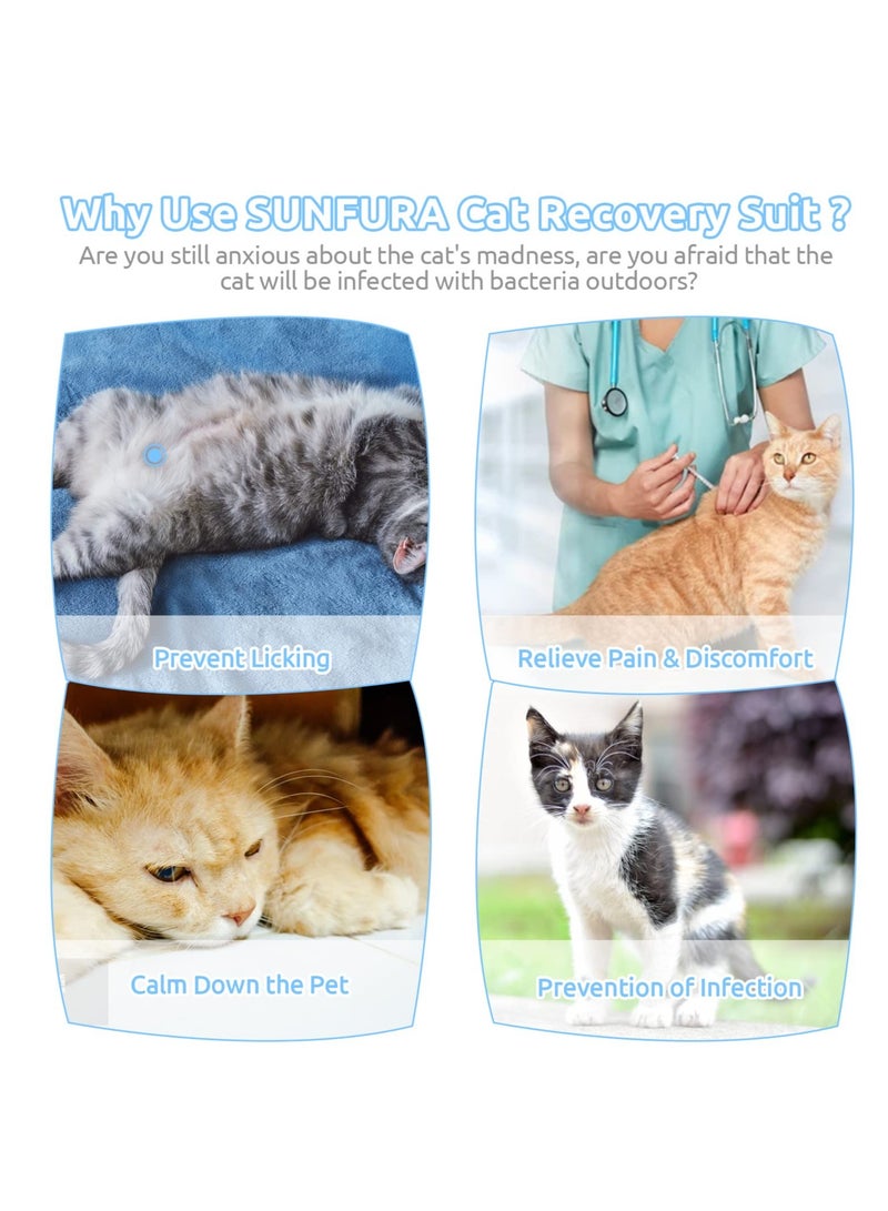 Excefore Cat Recovery Suit, Breathable Cat Surgery Recovery Suit, Cat Onesie for Cats After Surgery, Abdominal Wound Protector, Professional Bandages Cone E-Collar Alternative for Small Male & Female Pets - Image 4