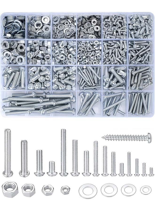 YIM-VIBEHAUS 1080 Pcs Screws Bolts and Nuts Assortment Kit, Cross Pan Head Screws and Nuts and Bolts and Flat Washers, M3/M4/M5/M6 Phillips Slotted Pan Head Bolts and Nuts Sets for Industrial Household Electronic - Image 1