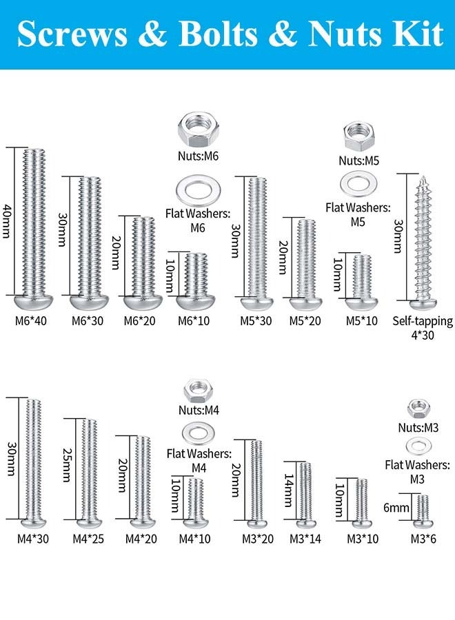 YIM-VIBEHAUS 1080 Pcs Screws Bolts and Nuts Assortment Kit, Cross Pan Head Screws and Nuts and Bolts and Flat Washers, M3/M4/M5/M6 Phillips Slotted Pan Head Bolts and Nuts Sets for Industrial Household Electronic - Image 2