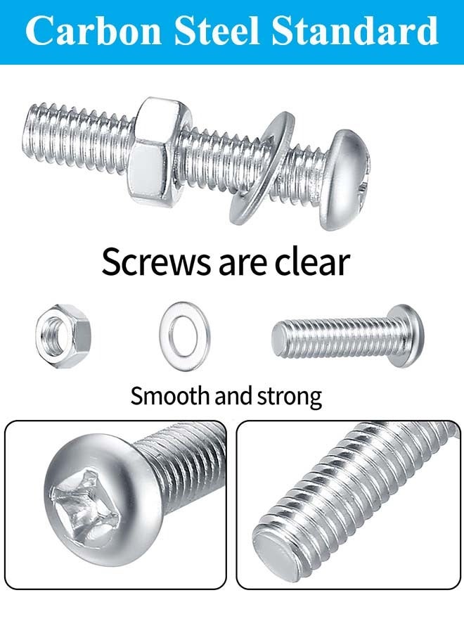 YIM-VIBEHAUS 1080 Pcs Screws Bolts and Nuts Assortment Kit, Cross Pan Head Screws and Nuts and Bolts and Flat Washers, M3/M4/M5/M6 Phillips Slotted Pan Head Bolts and Nuts Sets for Industrial Household Electronic - Image 3
