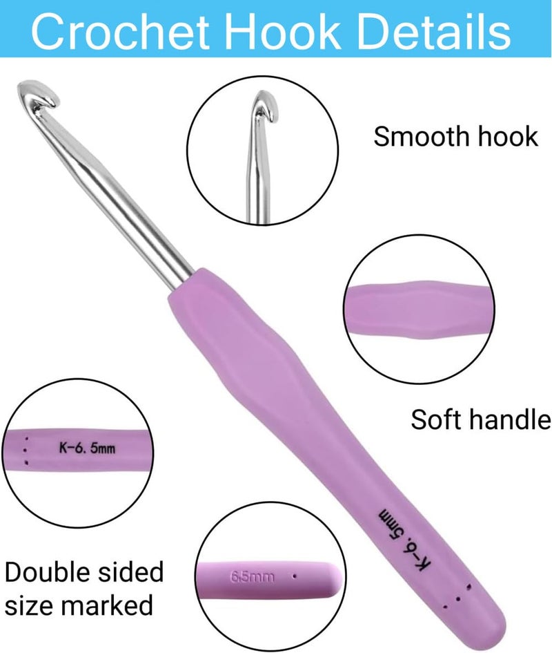 ZICALSO Crochet Hook Set,14 Sizes Crochet Hooks for Arthritic Hands,Crochet Hooks Ergonomic Soft Grip with Case,Crochet Needles(Size B-Size N) - Image 3