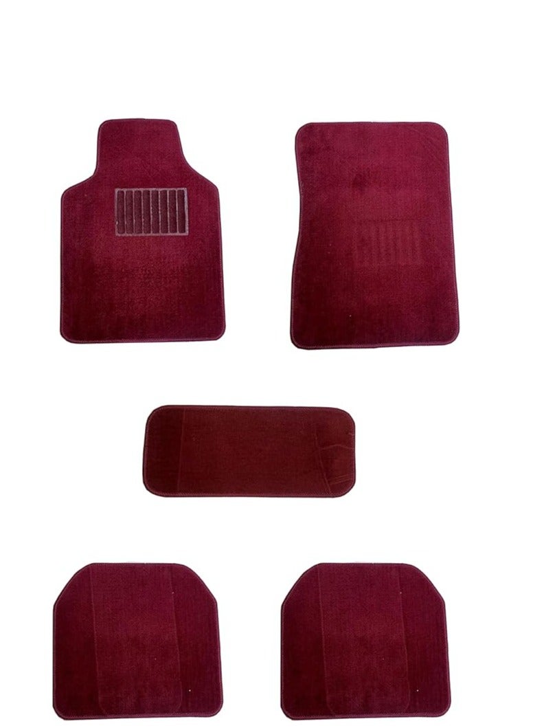 Universal Car Carpet Floor Mat 5 Piece (MAROON) - Image 1