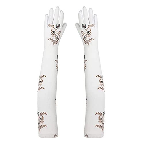 Footmate UV Sun Protection Driving Hand Gloves for Women - Combed Cotton Elbow Length Arm Sleeves for Outdoor Sports - Soft Long Gloves for Summer Winter - Free Size (Pack1, Color - White) - Image 1