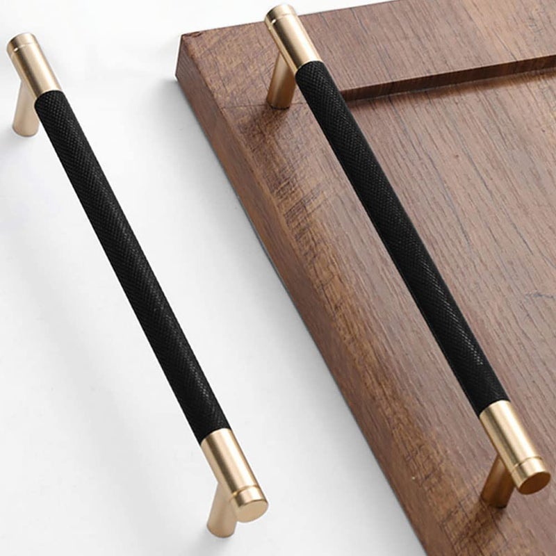 Gutuwellea 20 Pack 7 12 Inch 192 mm Gold and Black Cabinet Handles Cabinet Pulls Aluminum Handles Knurled Drawer Pulls Oxidation Finish with Diamond Pattern 86 Length 75 Hole Center - Image 2