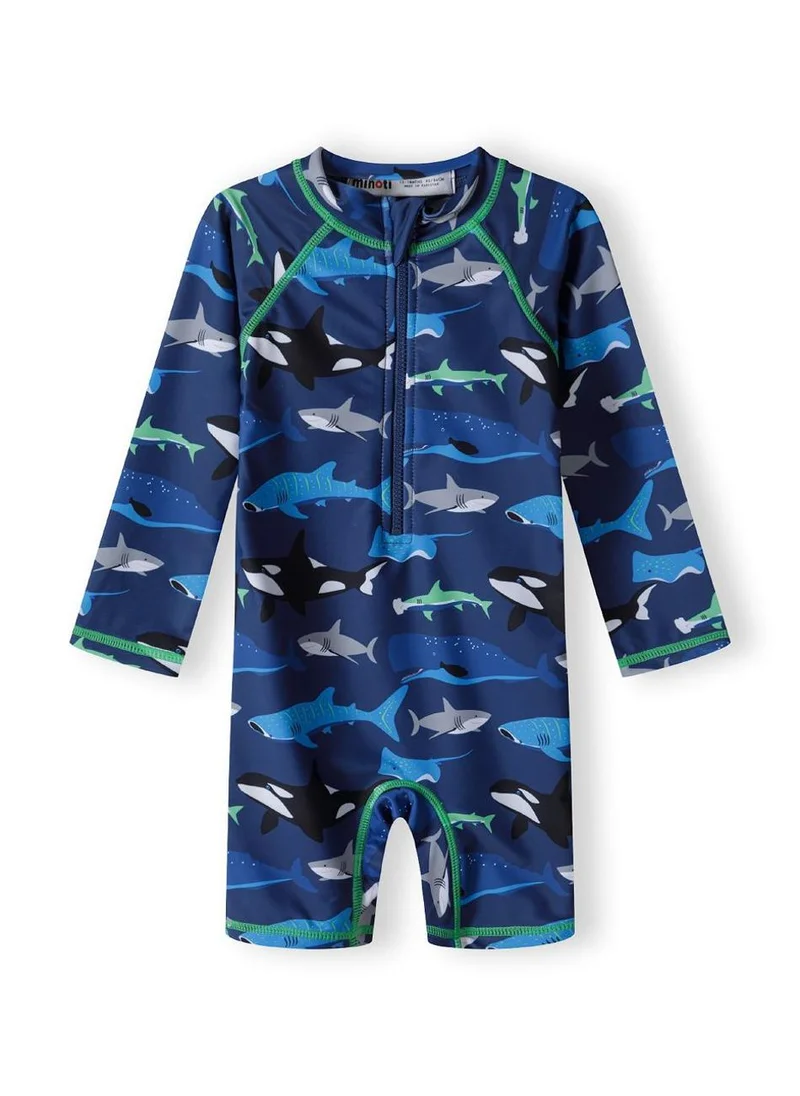MINOTI Kids' Long Sleeve Zip-Up Swimsuit