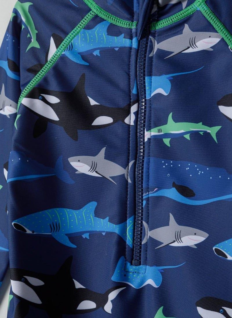 مينوتي بدلة سباحة للأطفال بأكمام طويلة وسحاب أمامي - Image 3