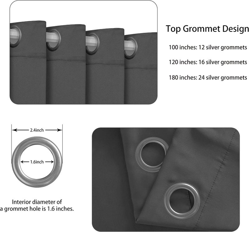 LORDTEX Dark Grey Room Divider Curtains - Total Privacy Wall Room Divider Screens Sound Proof Wide Blackout Curtain for Living Room Bedroom Patio Sliding Door, 1 Panel, 8.3ft Wide x 7ft Tall - Image 3