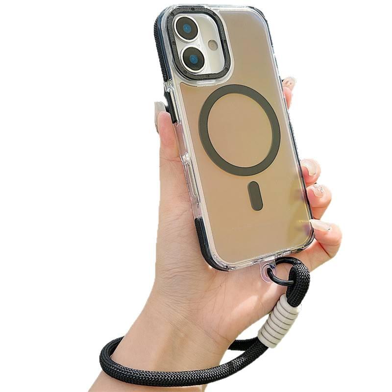 MagSafe iPhone 11 Drop Protection Silicone in with Lanyard and Chameleon Gradient in Orange for On The Go Carry - Image 5