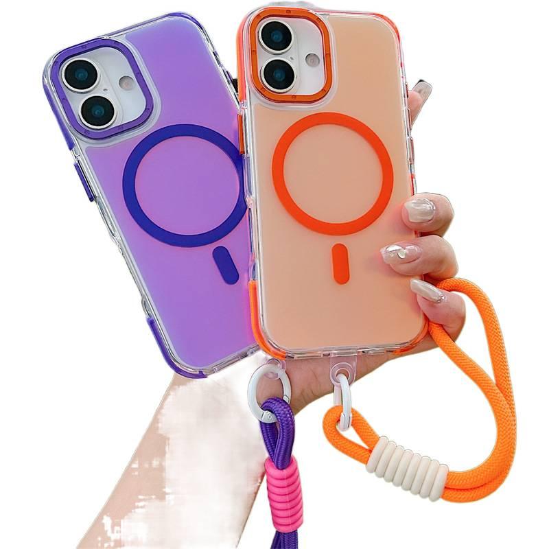 MagSafe iPhone 11 Drop Protection Silicone in with Lanyard and Chameleon Gradient in Orange for On The Go Carry - Image 3