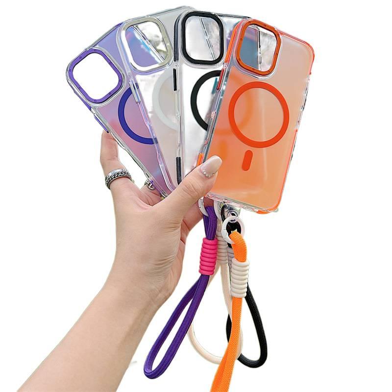 MagSafe iPhone 11 Drop Protection Silicone in with Lanyard and Chameleon Gradient in Orange for On The Go Carry - Image 4