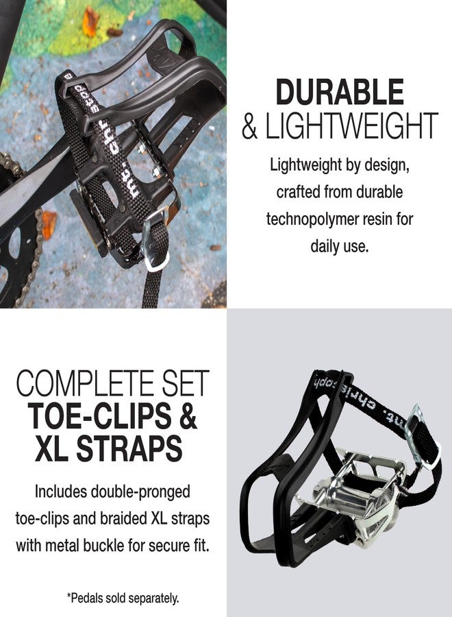 Zefal Toe-Clips L/XL + Christophe 515XL Toe-Straps Set – Technopolymer Double-Pronged Clips with 440mm Braided Straps | Durable Foot Retention for Commuting, Touring & Urban Cycling - Image 4