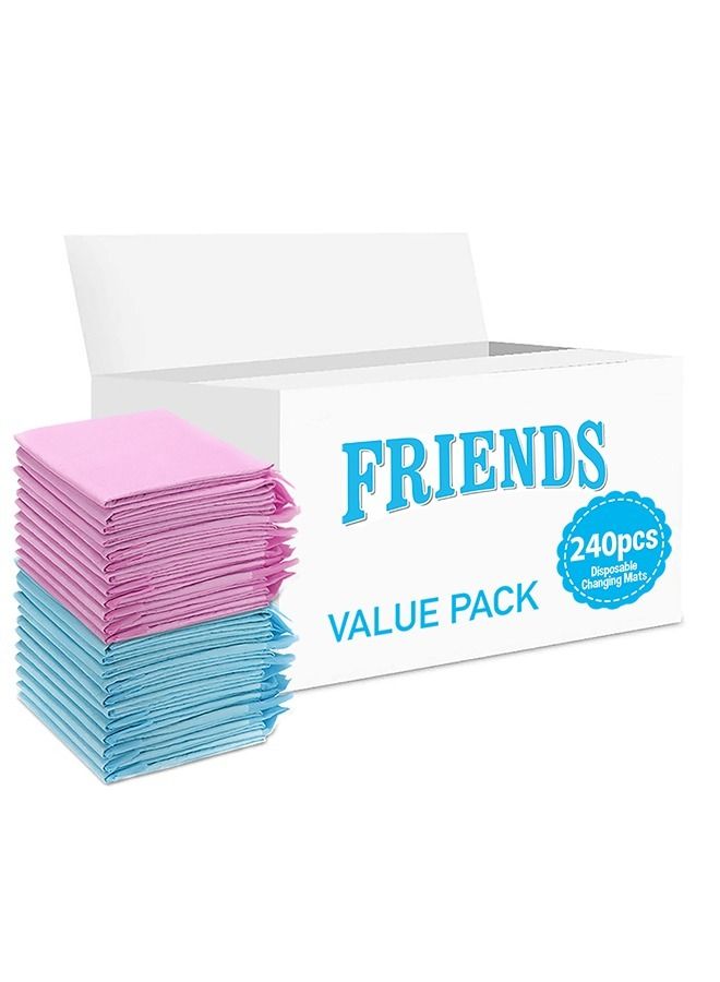 Friends Disposable Changing Mats, 240 Counts, Soft Waterproof Mat, Portable Leak Proof Changing Mat, New Mom Leak-Proof Under pad, Mattress Table Protector Pad
