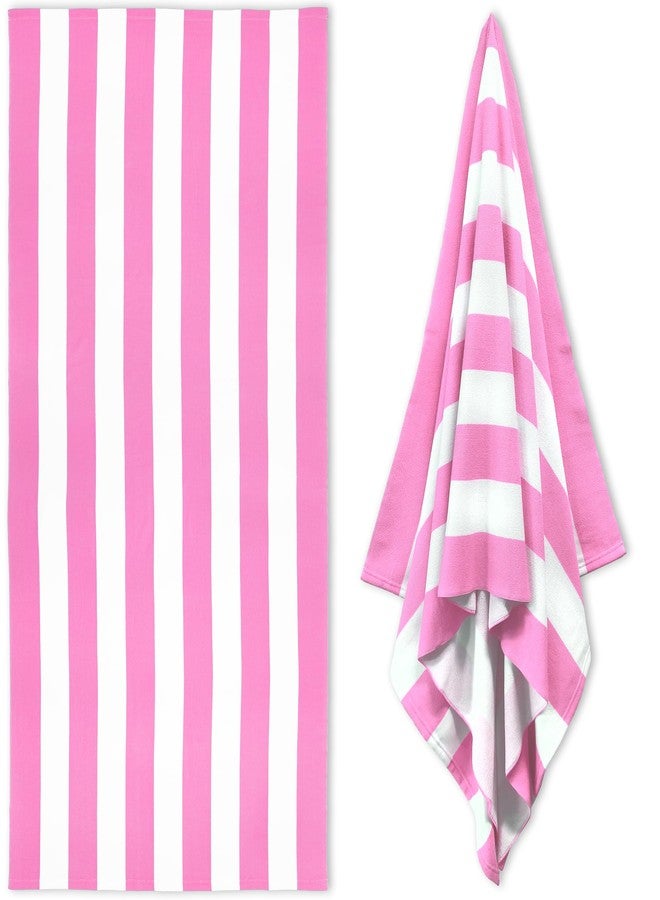 HENBAY Large Oversized Beach Towel - 35 x 70 Inch Microfiber Pool Towel, Pink Striped Quick Dry Cabana Swim Towel - Image 1