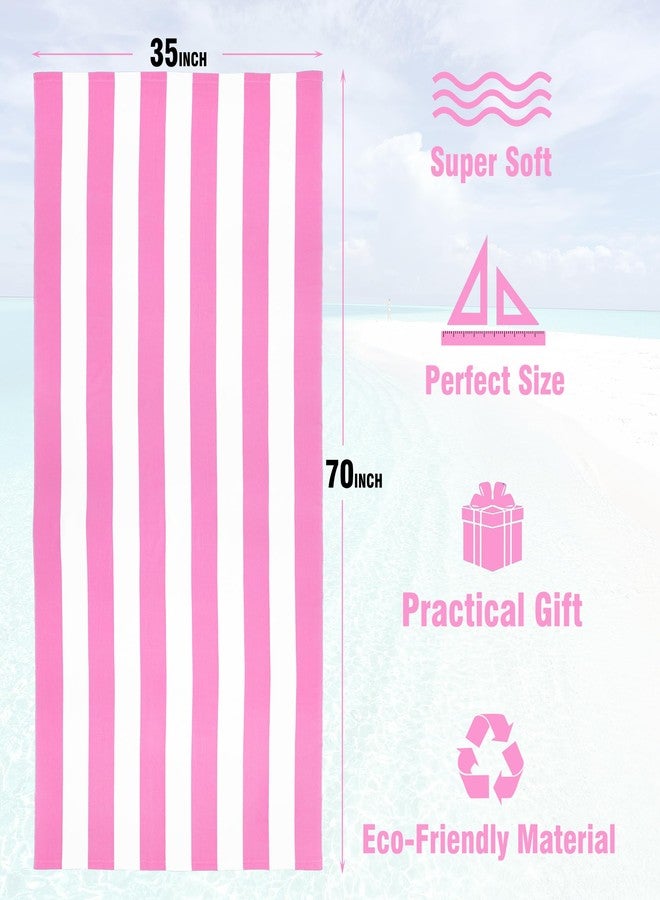 HENBAY Large Oversized Beach Towel - 35 x 70 Inch Microfiber Pool Towel, Pink Striped Quick Dry Cabana Swim Towel - Image 3