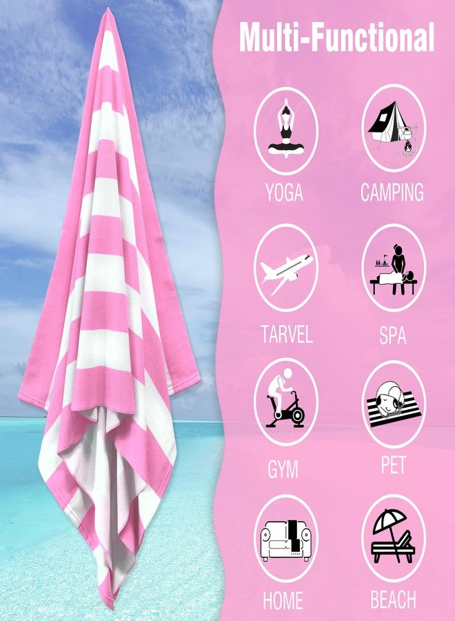 HENBAY Large Oversized Beach Towel - 35 x 70 Inch Microfiber Pool Towel, Pink Striped Quick Dry Cabana Swim Towel - Image 5