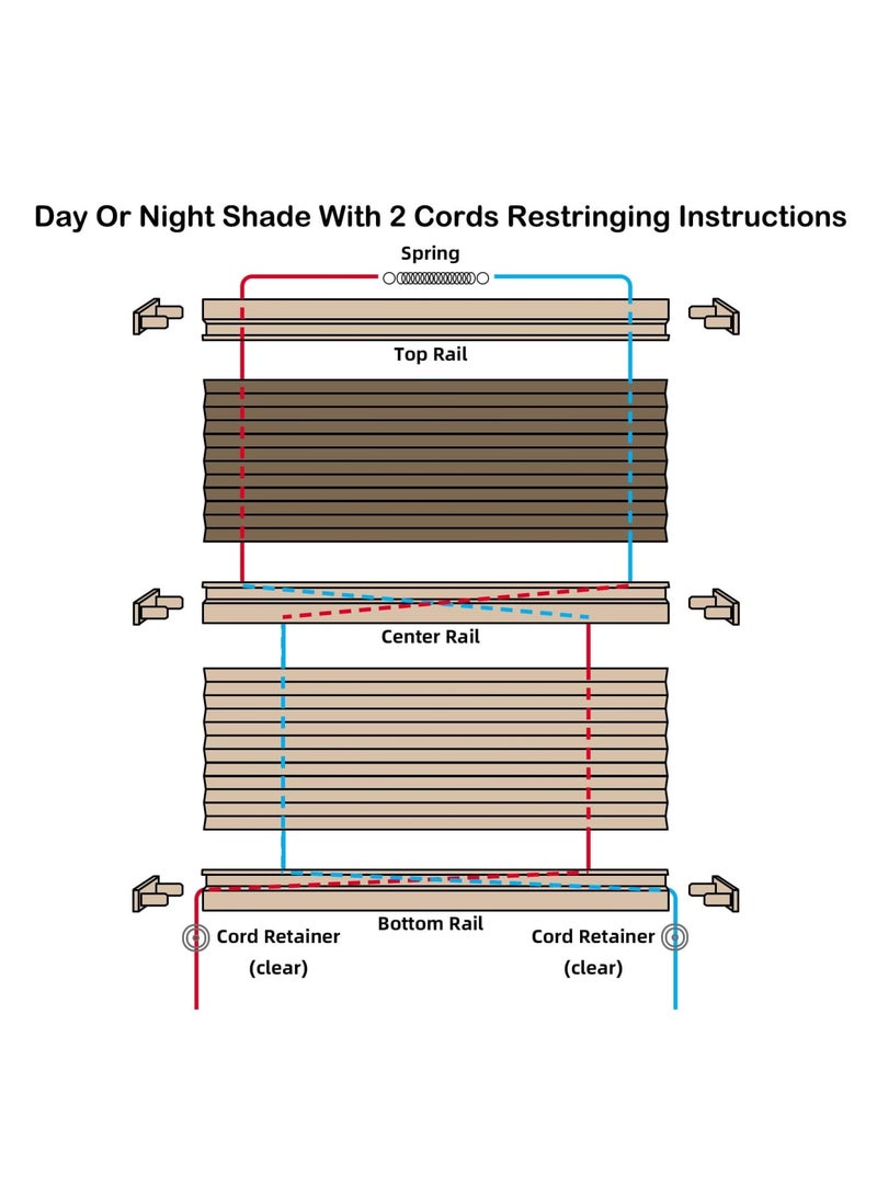 Zikra RV Pleated Shade Repair Kit, RV Window Shade Restringing Kit for Day Night Pleated Shade-Tan - Image 3